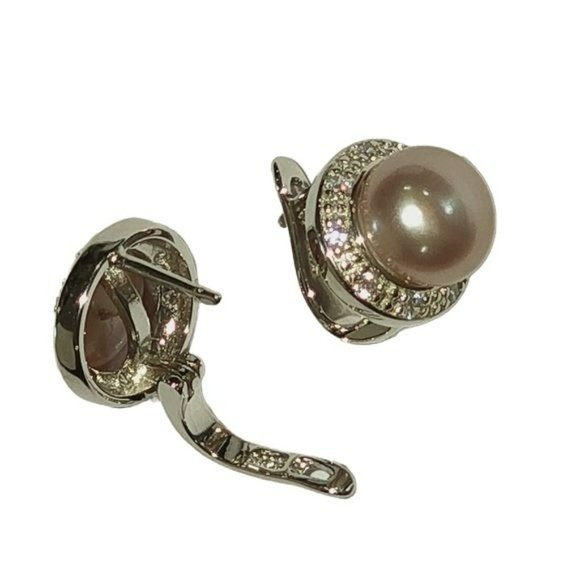 925 Sterling Silver Button Cultured Lavender Freshwater Pearl Leverback Earrings - Picture 9 of 10